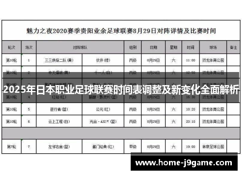 2025年日本职业足球联赛时间表调整及新变化全面解析